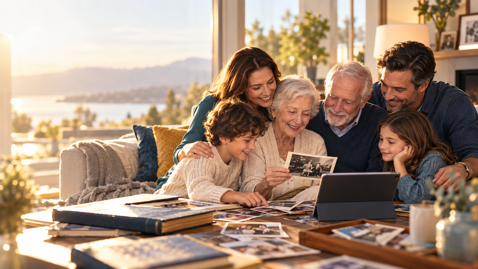 Family sharing memories together